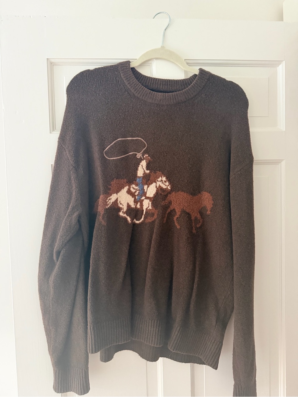 A&F Brown Cowboy Graphic Crewneck Sweater